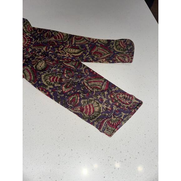 Chaps Women’s Top Mesh Ruffle V Neck Floral Paisley Purple Multicolor 1X NWT - Picture 9 of 11